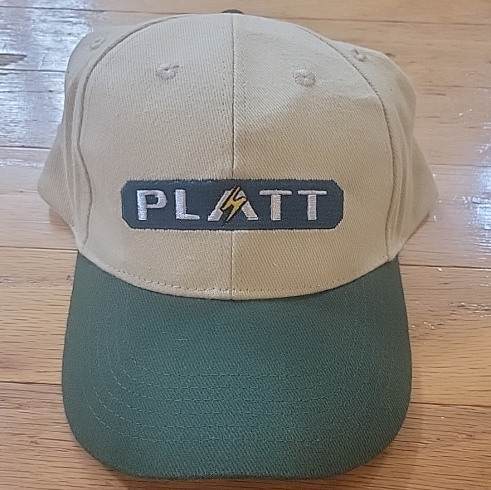 Platt Lightning Bolt Tan and Green Hat Cap - Electrician Strapback